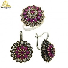 Gümüş Otantik Taşlı Set